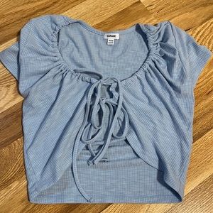 Garage, extra small, blue front tie tee